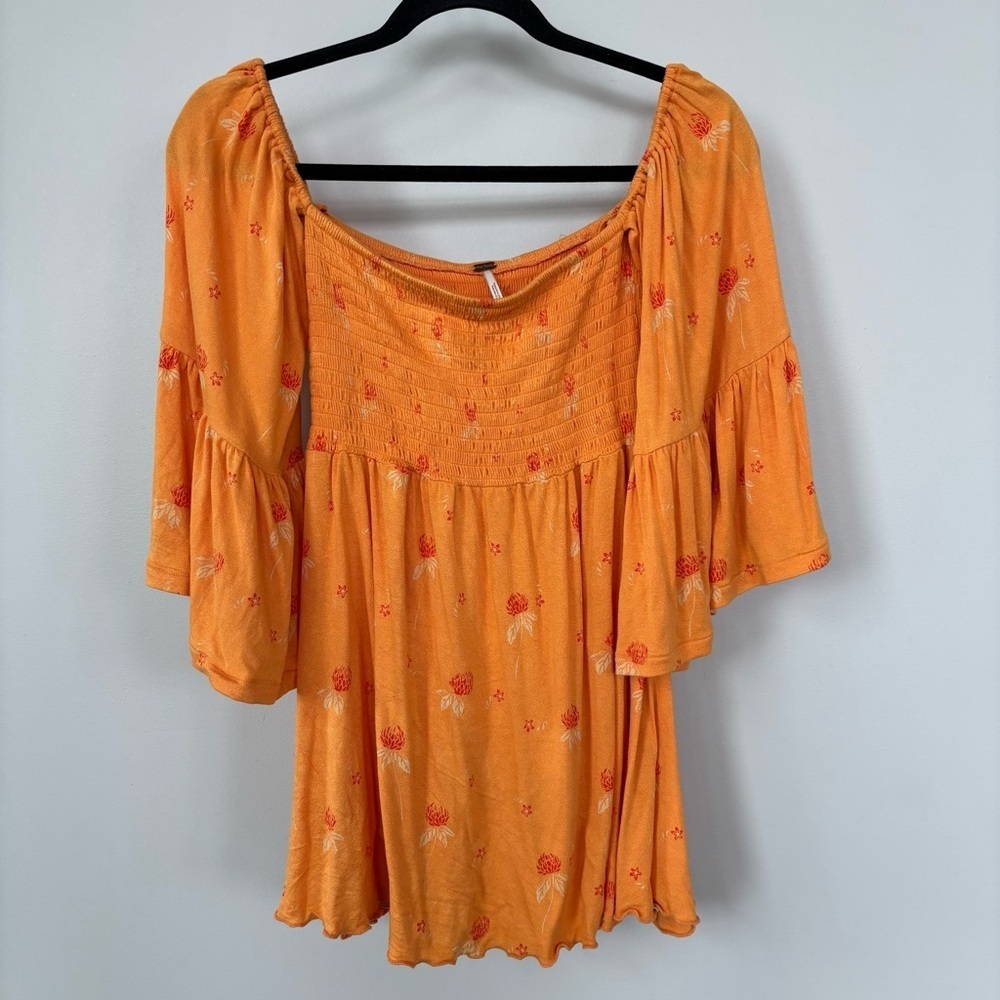 Free People Lana Off The‎ ShoulderGolden Poppy Top Size XS